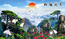 松鹤延年壁画