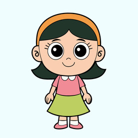 矢量卡通可爱的小女孩