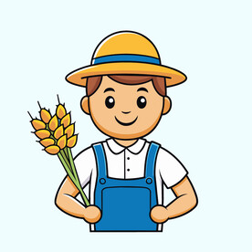 矢量人物拿着麦穗的农民