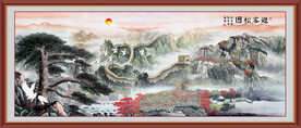 黄山迎客松国画