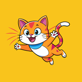 矢量动物可爱的飞扑的猫