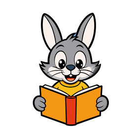 矢量动物看书的小兔子