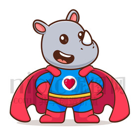 可爱卡通超人犀牛