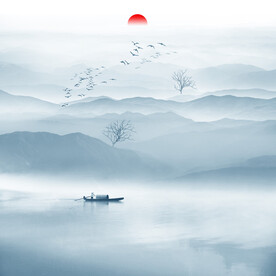 意境水墨江南背景墙