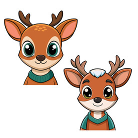 矢量植动物可爱的小鹿头像