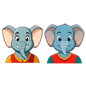 矢量动物卡通大象头像