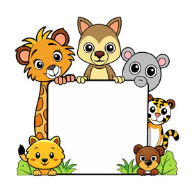 矢量动物卡通展示板