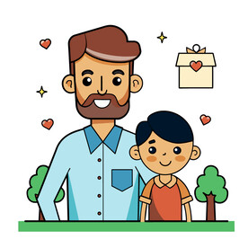 矢量人物卡通父子亲情父亲节
