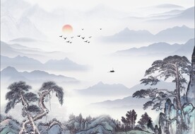 中式意境山水背景装饰画