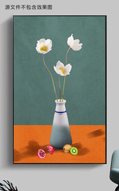 现代简约手绘重彩静物花瓶装饰画