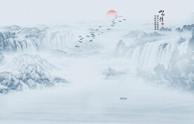 新中式山水背景墙