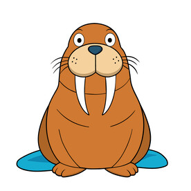 矢量动物棕色海象