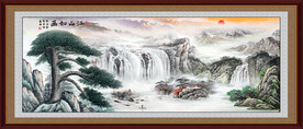 迎客松风景画