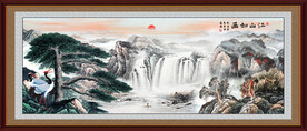 黄山迎客松国画