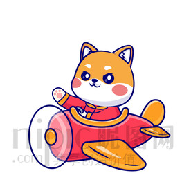 可爱卡通坐飞机的小狗