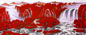 鸿运当头聚宝盆山水画