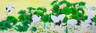 工笔画仙鹤荷花