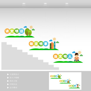 文明礼仪楼梯文化墙