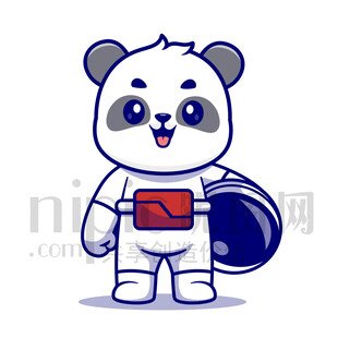 可爱卡通动物宇航员大熊猫