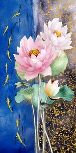荷花九鱼玄关