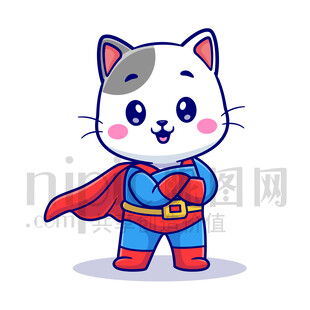 可爱卡通超人小猫