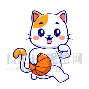 可爱卡通爱运动打篮球的猫咪