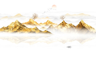 金箔山水画背景墙