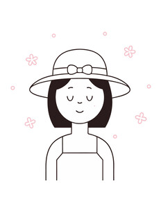 人物简约线条蓝眼睛女孩