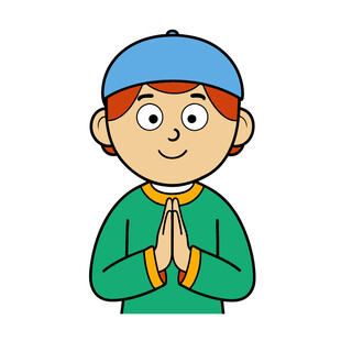 矢量人物可爱穿帽衫男孩