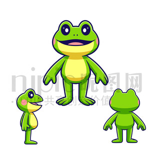 卡通青蛙三视图