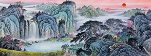 客厅山水画背景墙