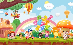 卡通儿童房背景墙图片