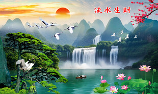 瀑布风景画