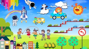 卡通儿童房背景墙