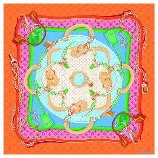 多彩几何图案方形丝巾