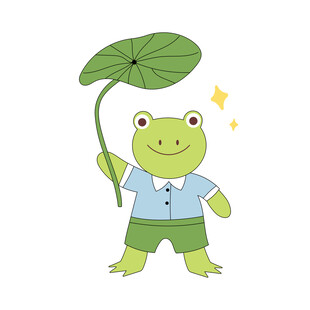 持荷叶的可爱青蛙