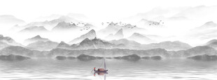 床头背景水墨画