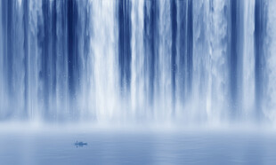 流水生财瀑布背景墙