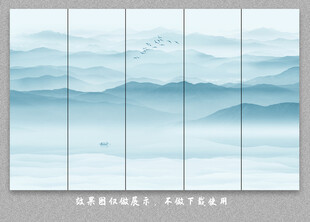 新中式屏风隔断水墨山水画背景墙