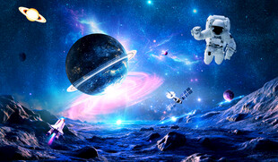 银河星球外太空宇宙卫星背景