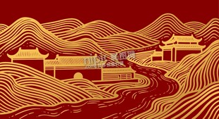 线描山水画古风线条背景