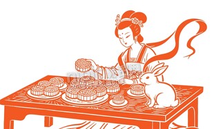 嫦娥玉兔品尝月饼