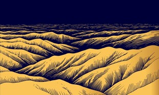 金色山丘沟壑山脉背景