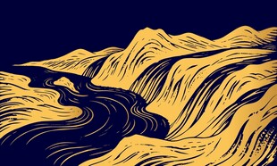 矢量金色山河山脉背景