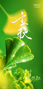 秋日银杏叶秋分海报