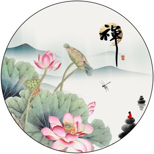 禅意荷花图