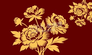 线描牡丹花