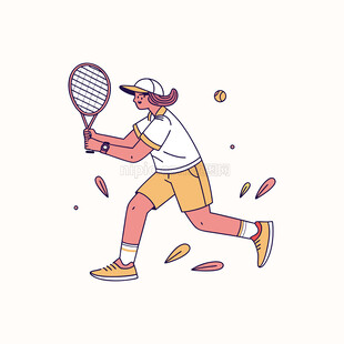 正在打网球的卡通人物形象