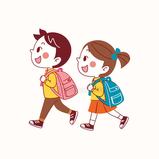 矢量卡通小学生幼儿园