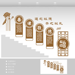 传统美德校园文化阶梯墙